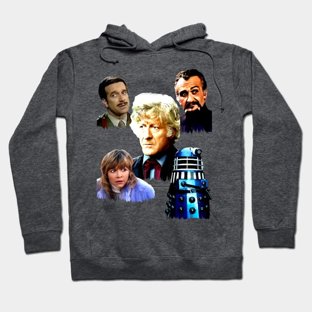 Third Doctor montage Pertwee Hoodie by Diversions pop culture designs